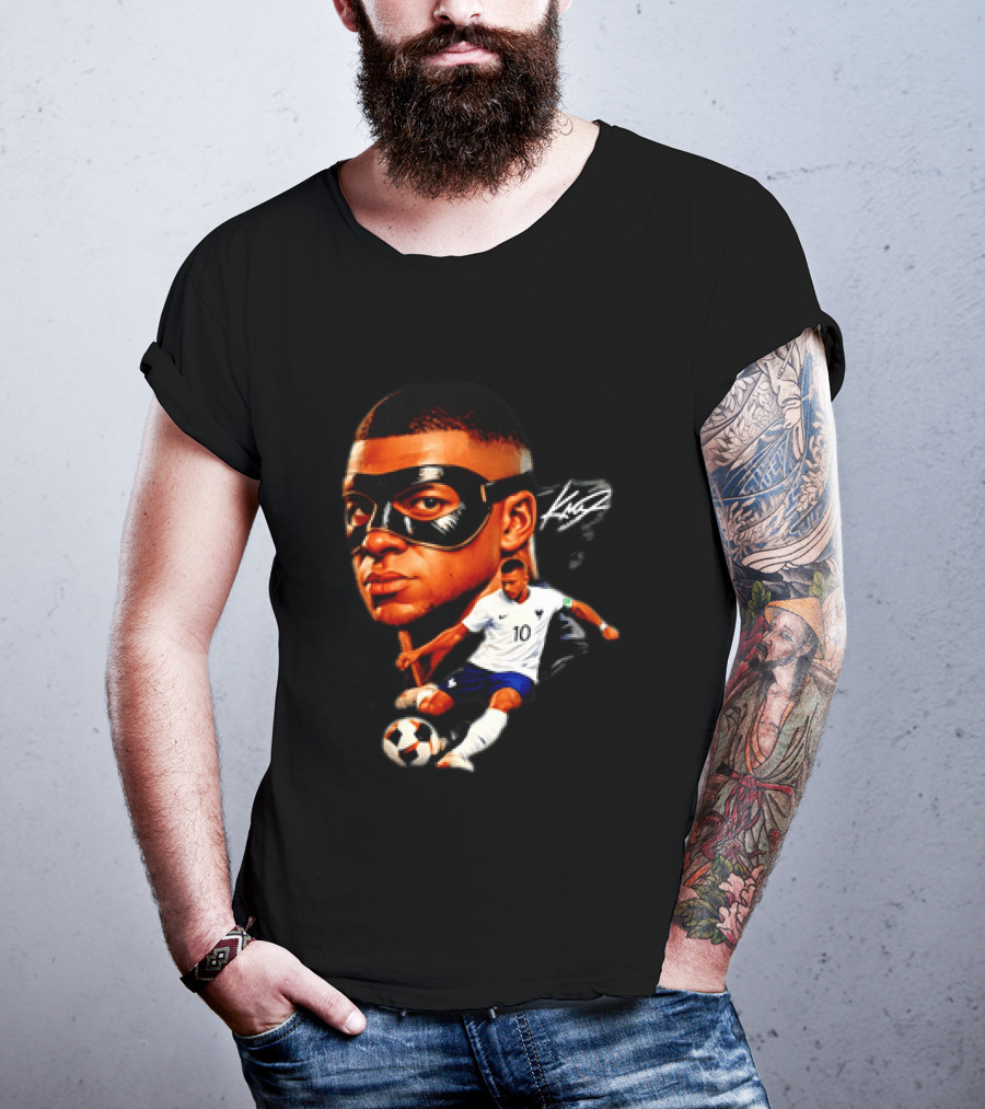 France Kylian Mbappe 10 Soccer Star Masked Player T-Shirt