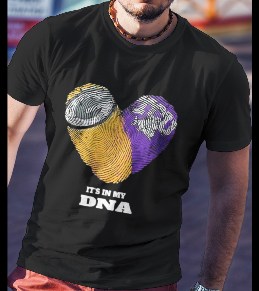 Green Bay Packers TCU Horned Frogs It's In My DNA Heart Fingerprints Fan Love T-Shirt