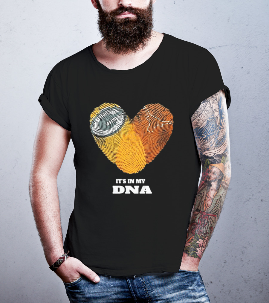 Green Bay Packers Texas Longhorns Heart Shape Fingerprints It's In My DNA T-Shirt