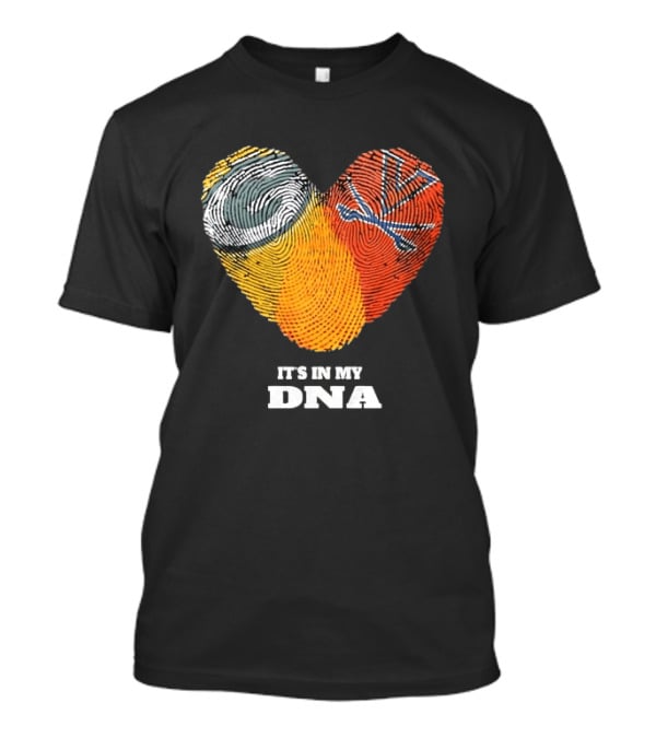 Green Bay Packers Virginia Cavaliers It's In My DNA Heart Fingerprints Love Fans T-Shirt