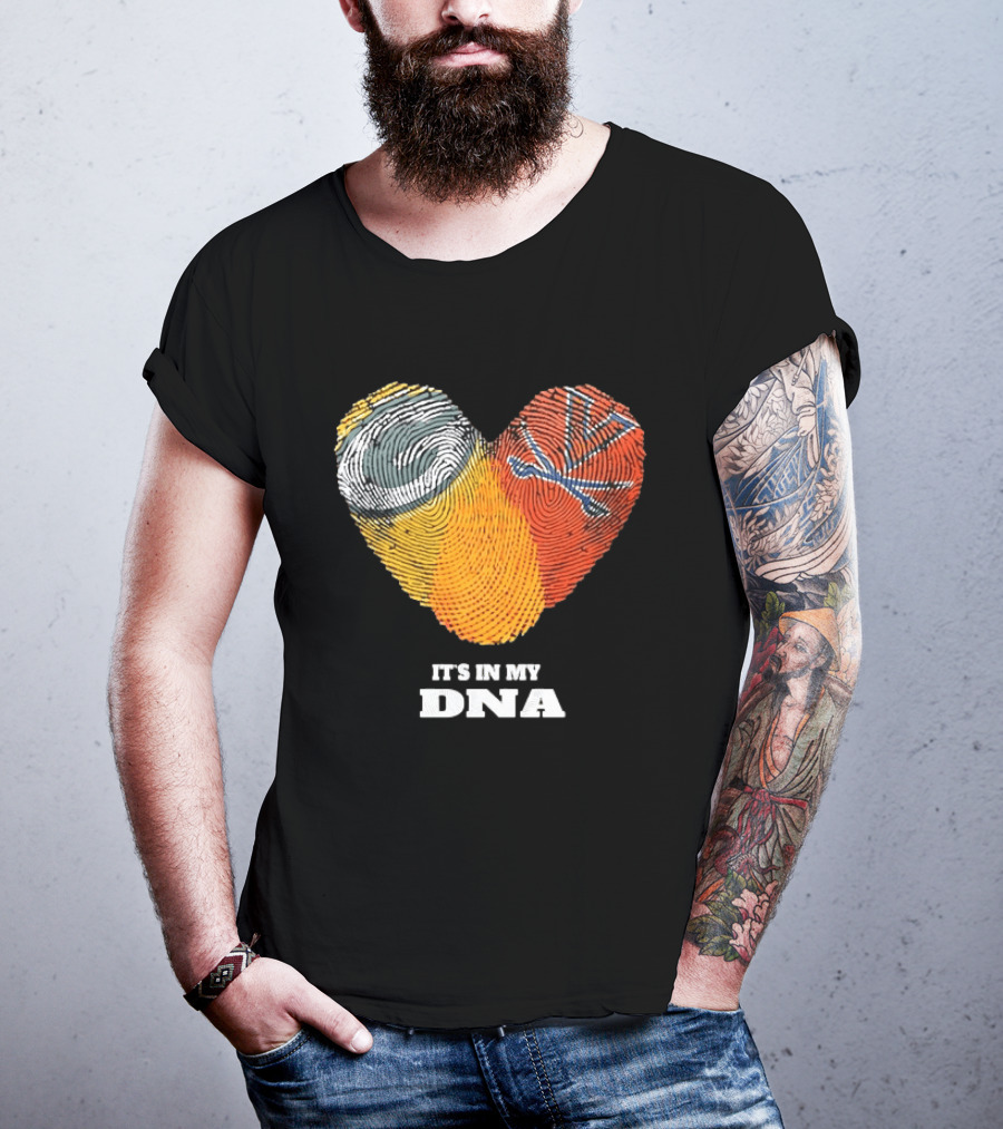 Green Bay Packers Virginia Cavaliers It's In My DNA Heart Fingerprints Love Fans T-Shirt