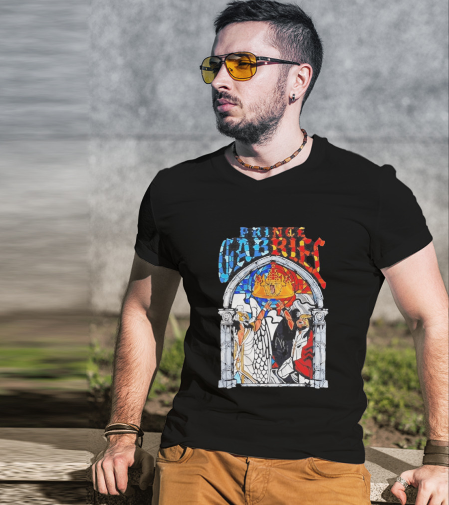 Prince Gabriel Stained Glass Window Kings Crown Angels T-Shirt