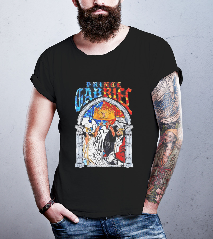 Prince Gabriel Stained Glass Window Kings Crown Angels T-Shirt
