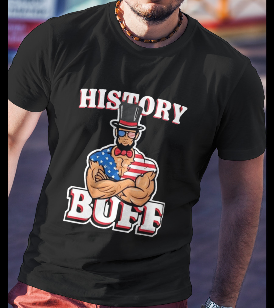 History Buff Abraham Lincoln Gym Bro American Flag Muscle T-Shirt