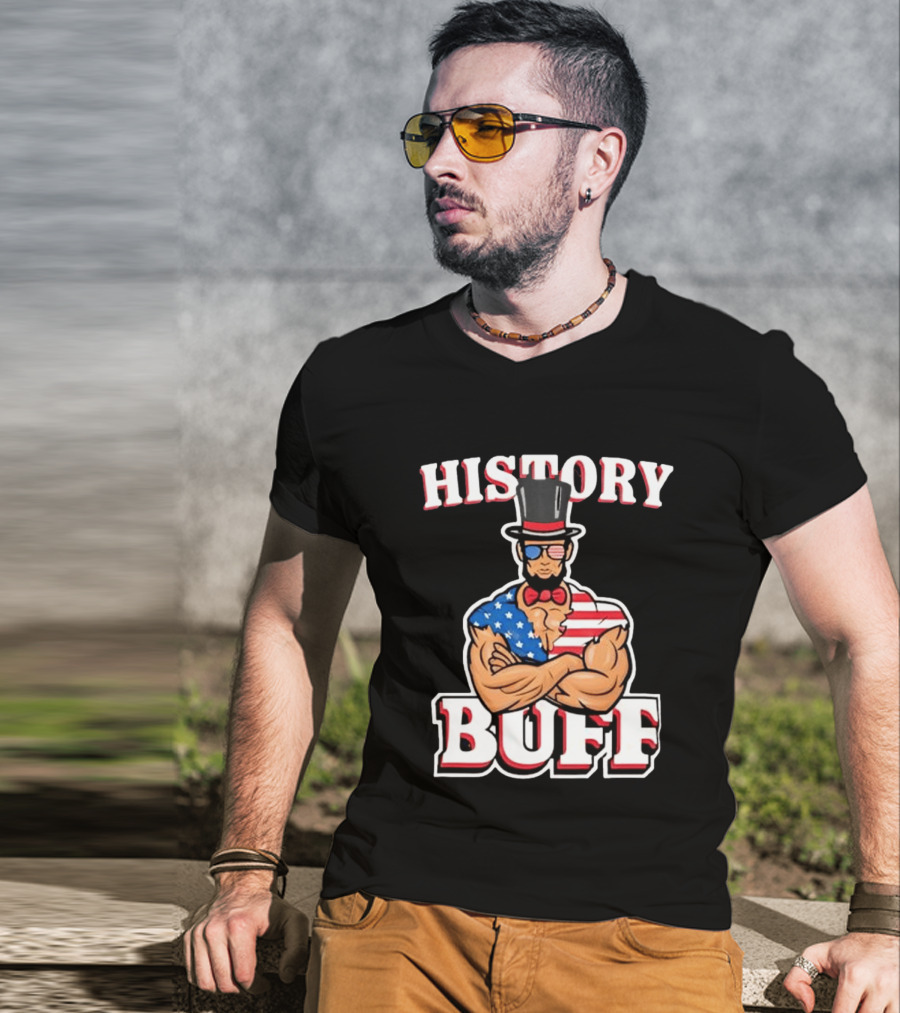 History Buff Abraham Lincoln Gym Bro American Flag Muscle T-Shirt