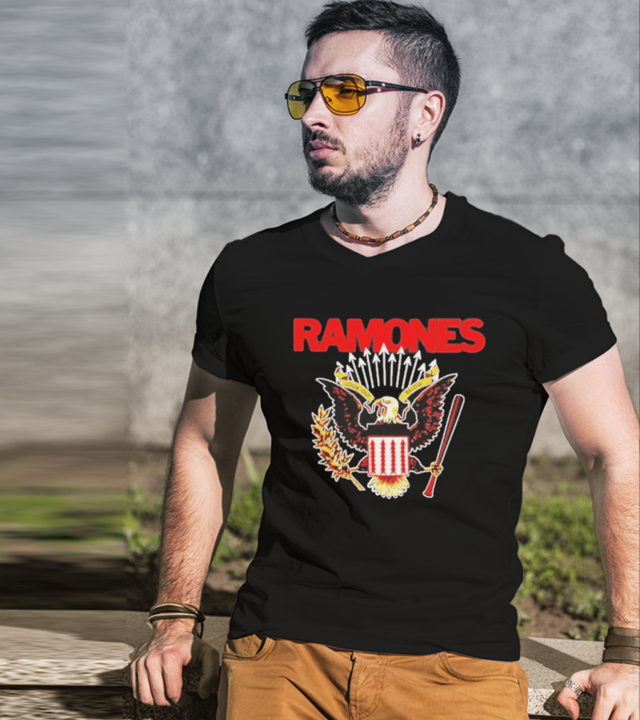 Ramones Look Out Below Punk Rock Eagle Crest T-Shirt