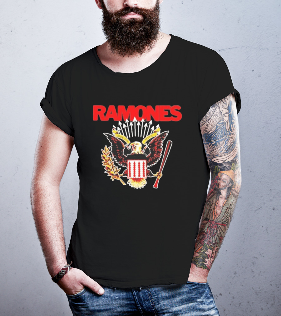 Ramones Look Out Below Punk Rock Eagle Crest T-Shirt
