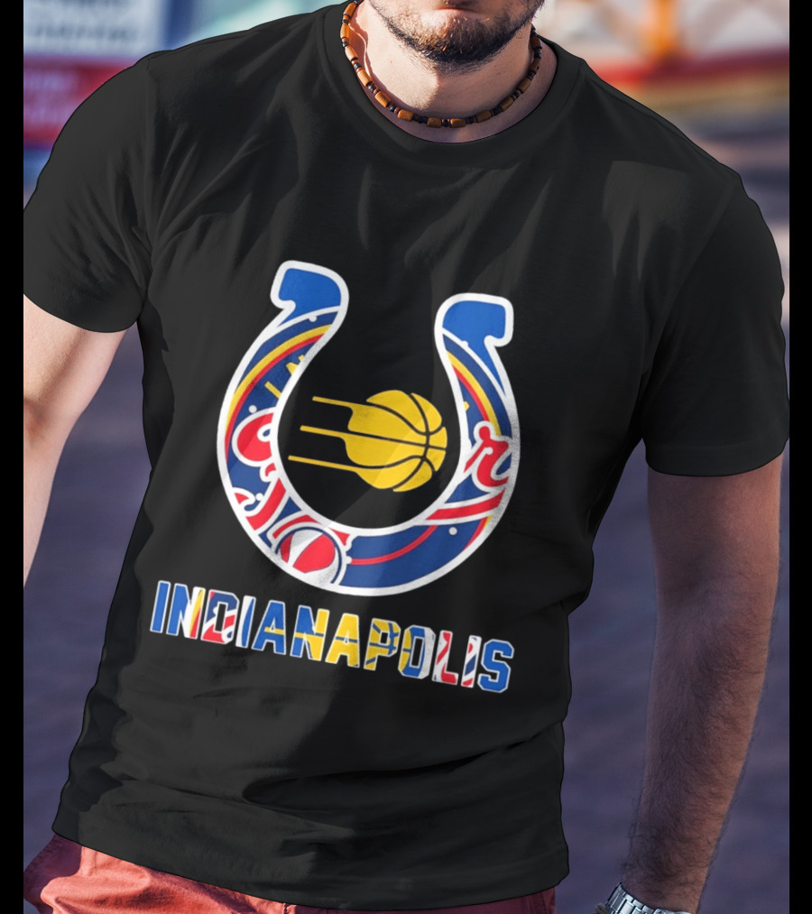 Indianapolis Colts Pacers Racing Hockey Sports Team Mashup T-Shirt