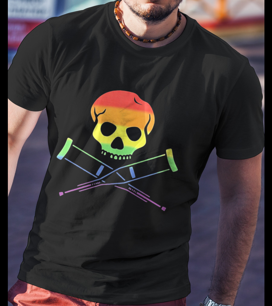 Skull With Crutches Rainbow T-Shirt