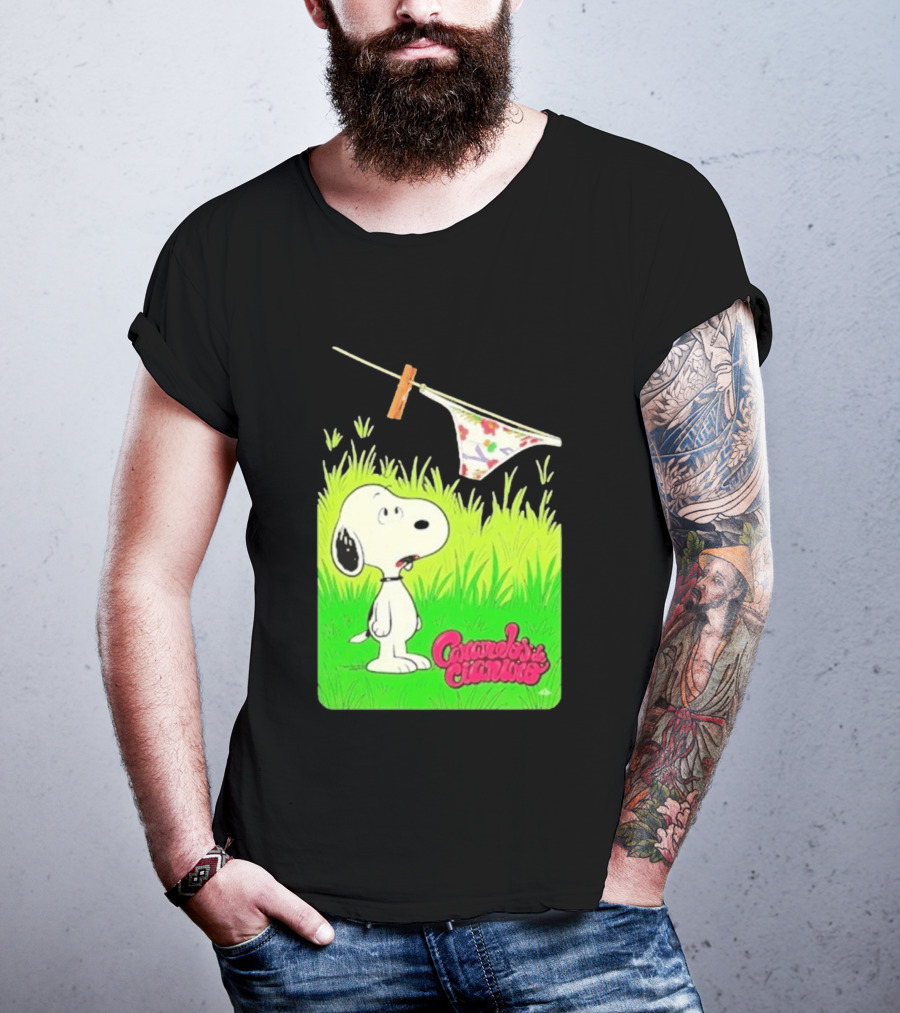 Snoopy Caramelos De Cianuro En Español Classic Cartoon And Rock Band Fusion T-Shirt