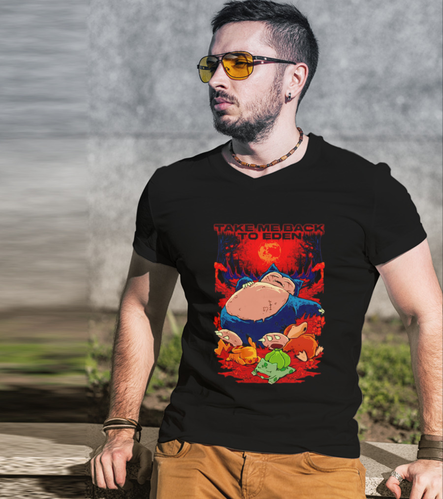 Snorlax Pikachu Bulbasaur Take Me Back To Eden Fantasy Forest T-Shirt