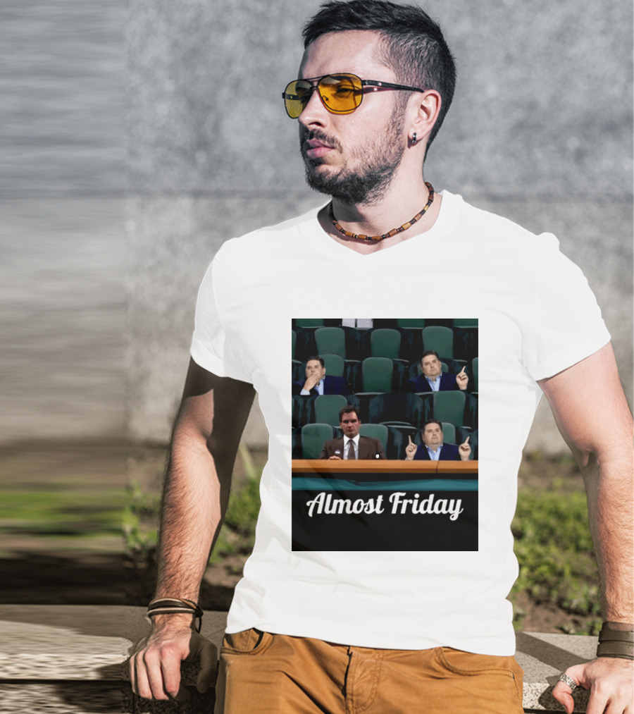 Almost Friday Meme With Roger Federer And Jonah Hill In Audience T-Shirt