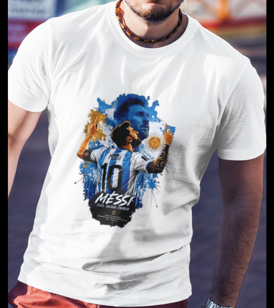 Messi Dios Patria Familia Argentina Football 10 Pointing To The Sky T-Shirt