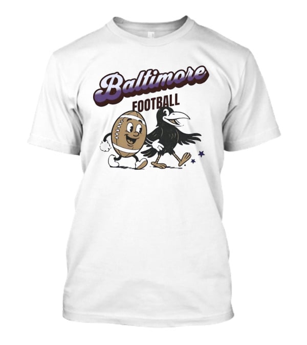 Baltimore Football Raven Walking Team Vintage Cartoon T-Shirt
