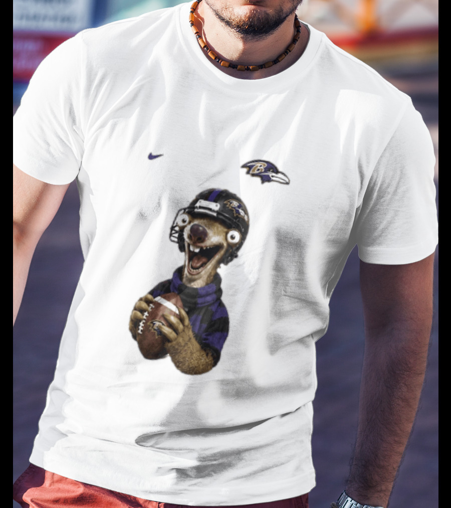 Sid The Sloth Baltimore Ravens Football Helmet And Ball Ravens Fan Gear T-Shirt