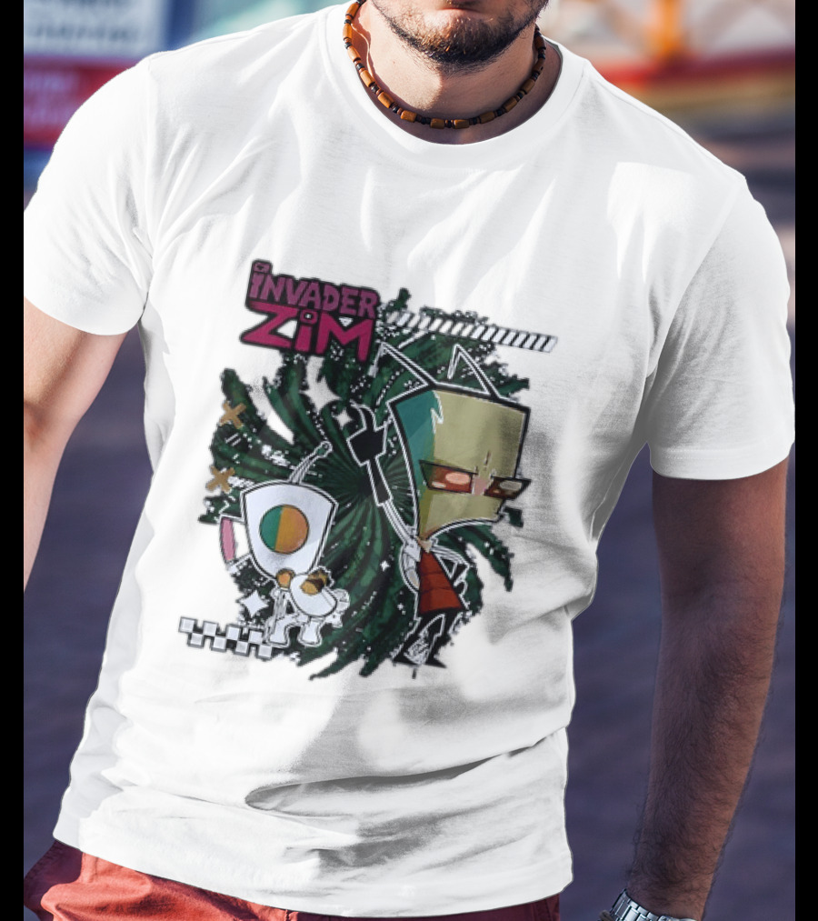 Invader Zim Gir With Zim Eating Taco Spiral T-Shirt