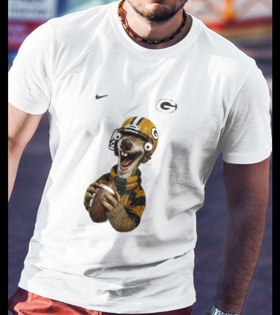 Sid The Sloth Green Bay Packers Football Helmet Fan Gear T-Shirt