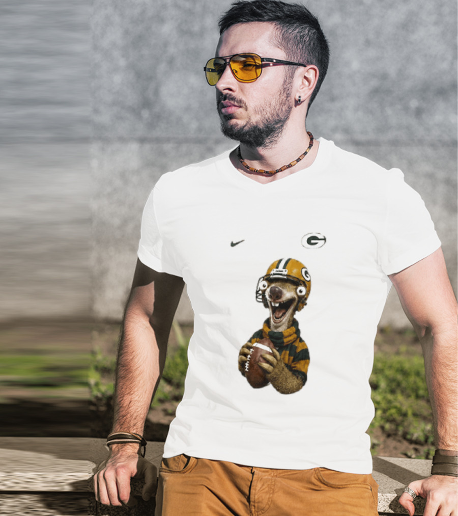Sid The Sloth Green Bay Packers Football Helmet Fan Gear T-Shirt
