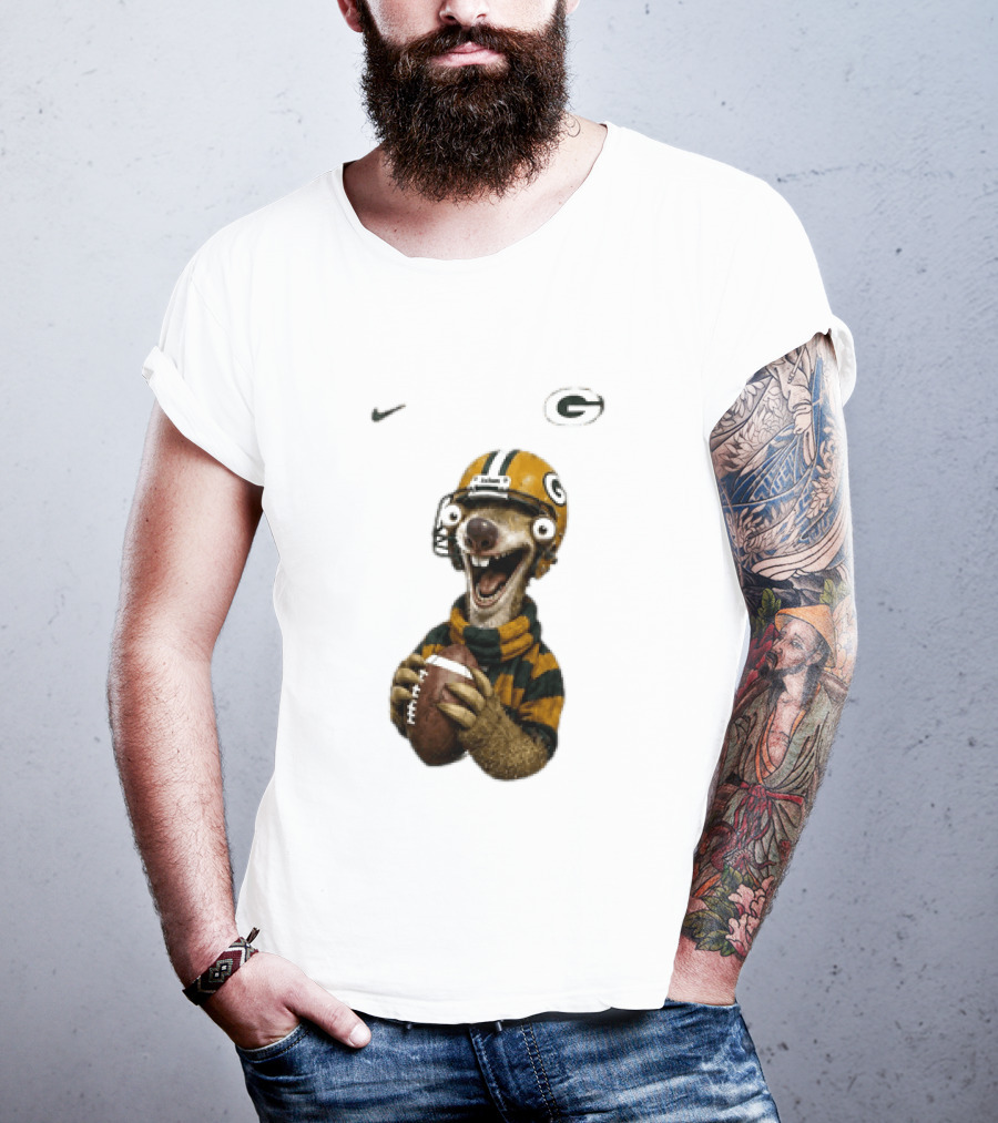 Sid The Sloth Green Bay Packers Football Helmet Fan Gear T-Shirt