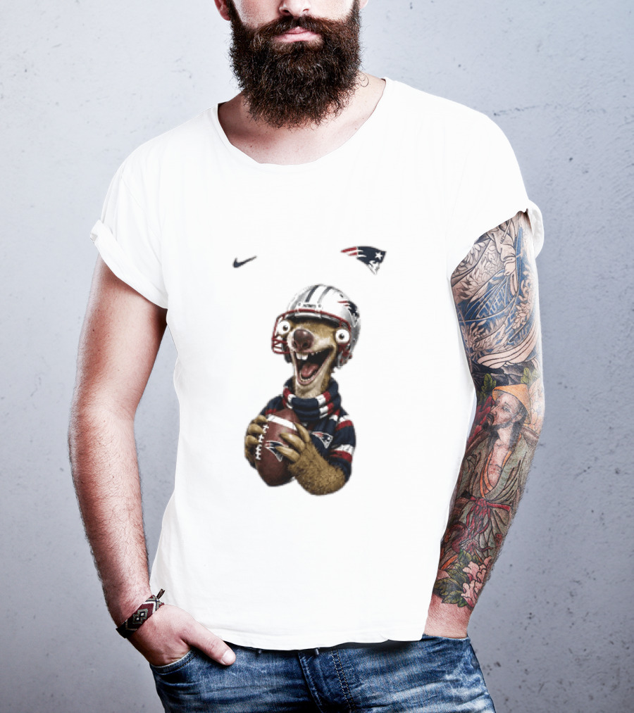 Sid The Sloth New England Patriots Football Helmet NFL Character Fan T-Shirt