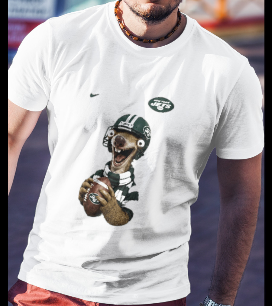 Sid The Sloth New York Jets Football Helmet Scarf And Ball T-Shirt
