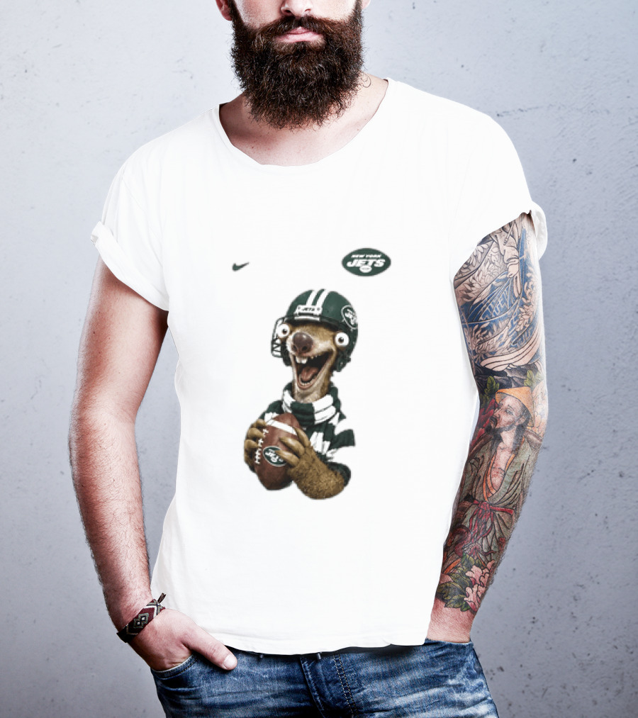 Sid The Sloth New York Jets Football Helmet Scarf And Ball T-Shirt