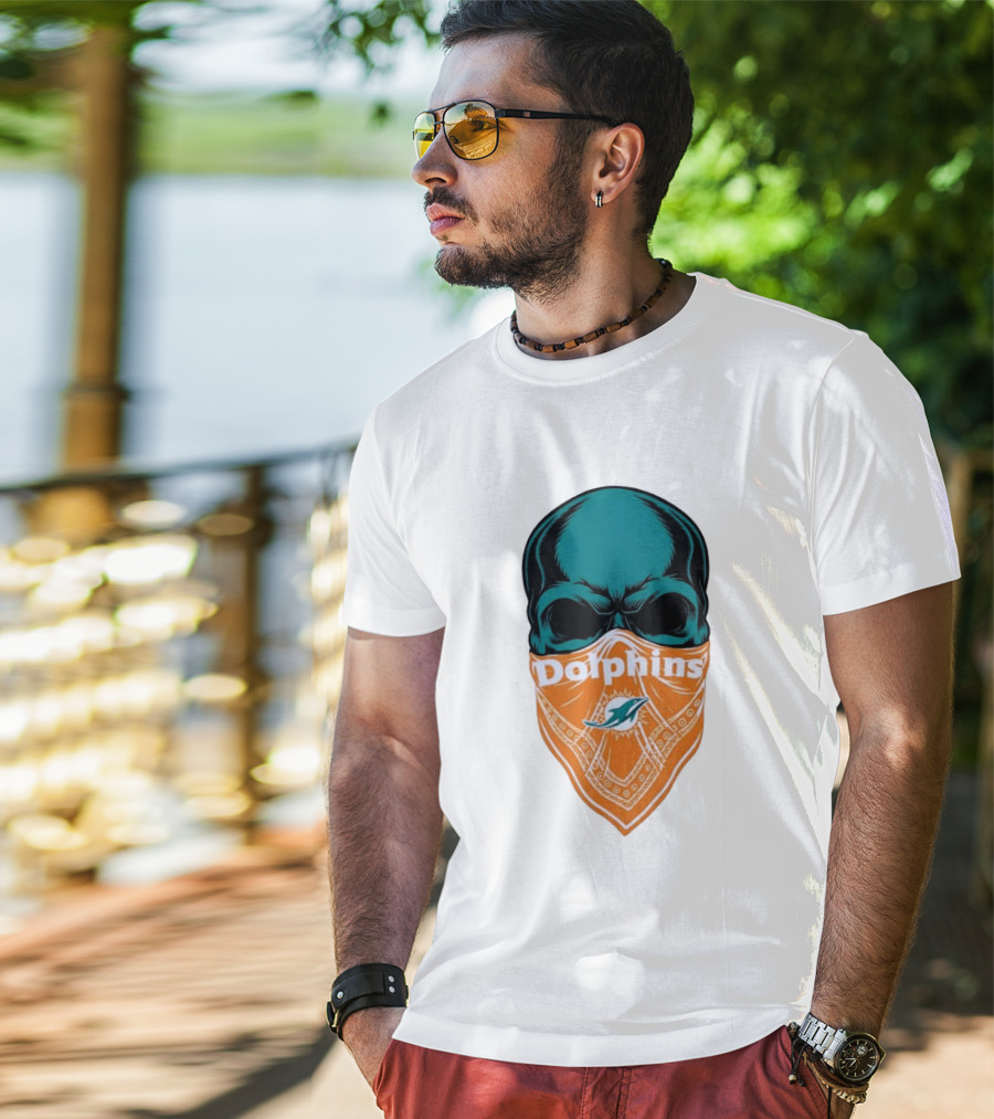 Miami Dolphins Skull Bandana With Team T-Shirt