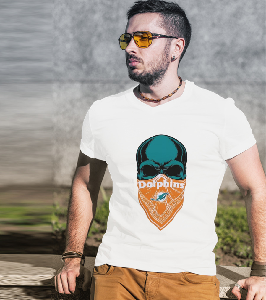 Miami Dolphins Skull Bandana With Team T-Shirt