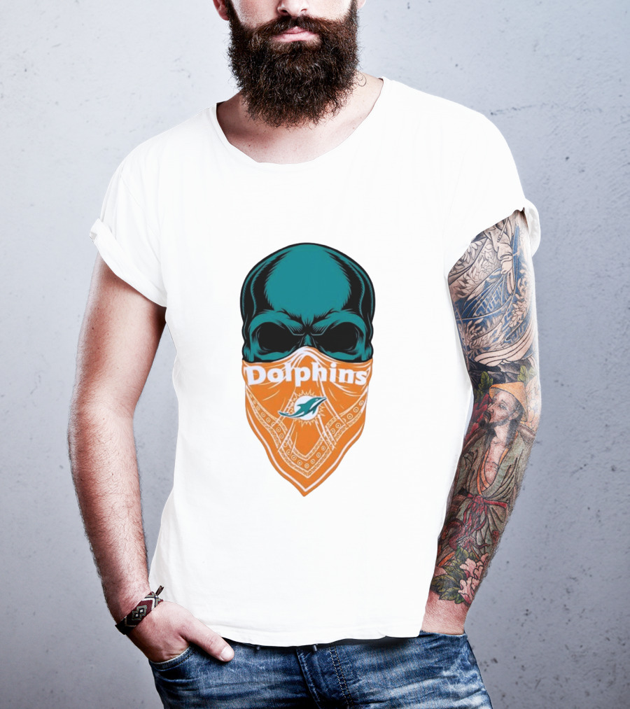 Miami Dolphins Skull Bandana With Team T-Shirt