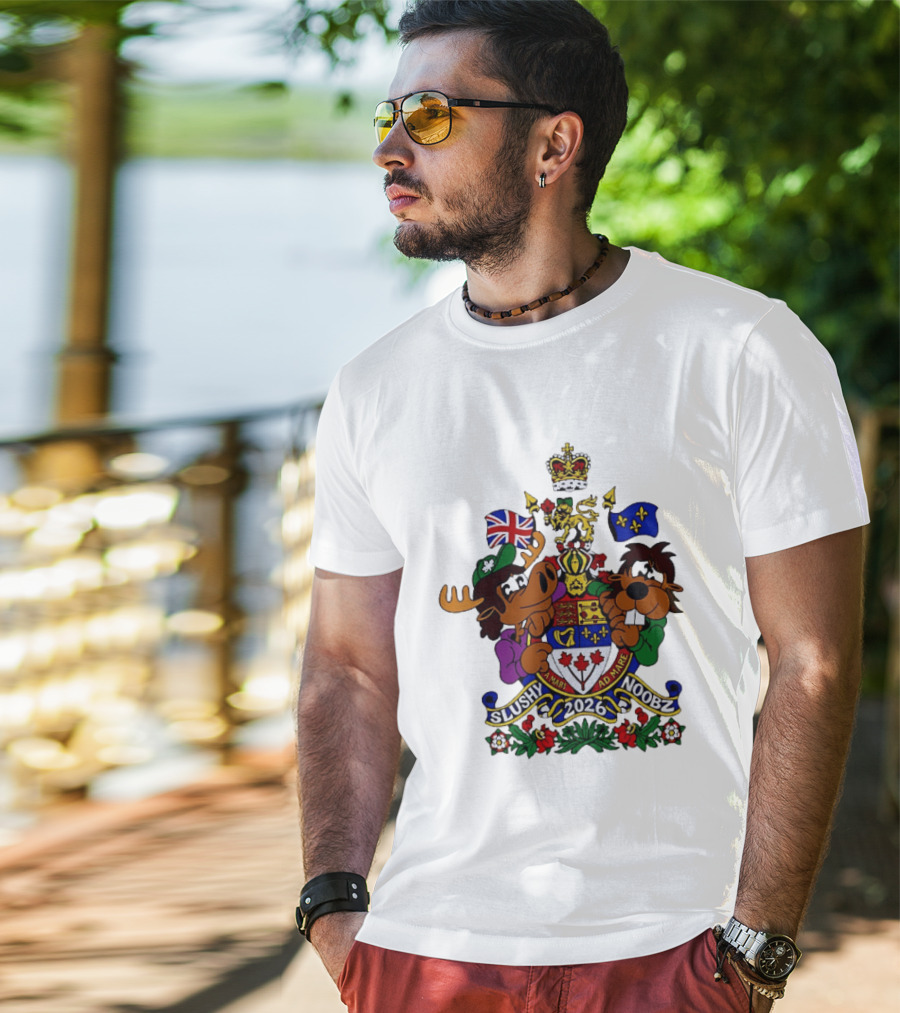 Slushy Noobz Canadian Crest Moose And Beaver 2026 T-Shirt