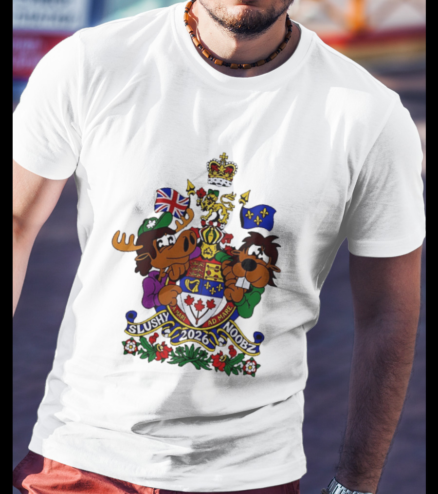 Slushy Noobz Canadian Crest Moose And Beaver 2026 T-Shirt