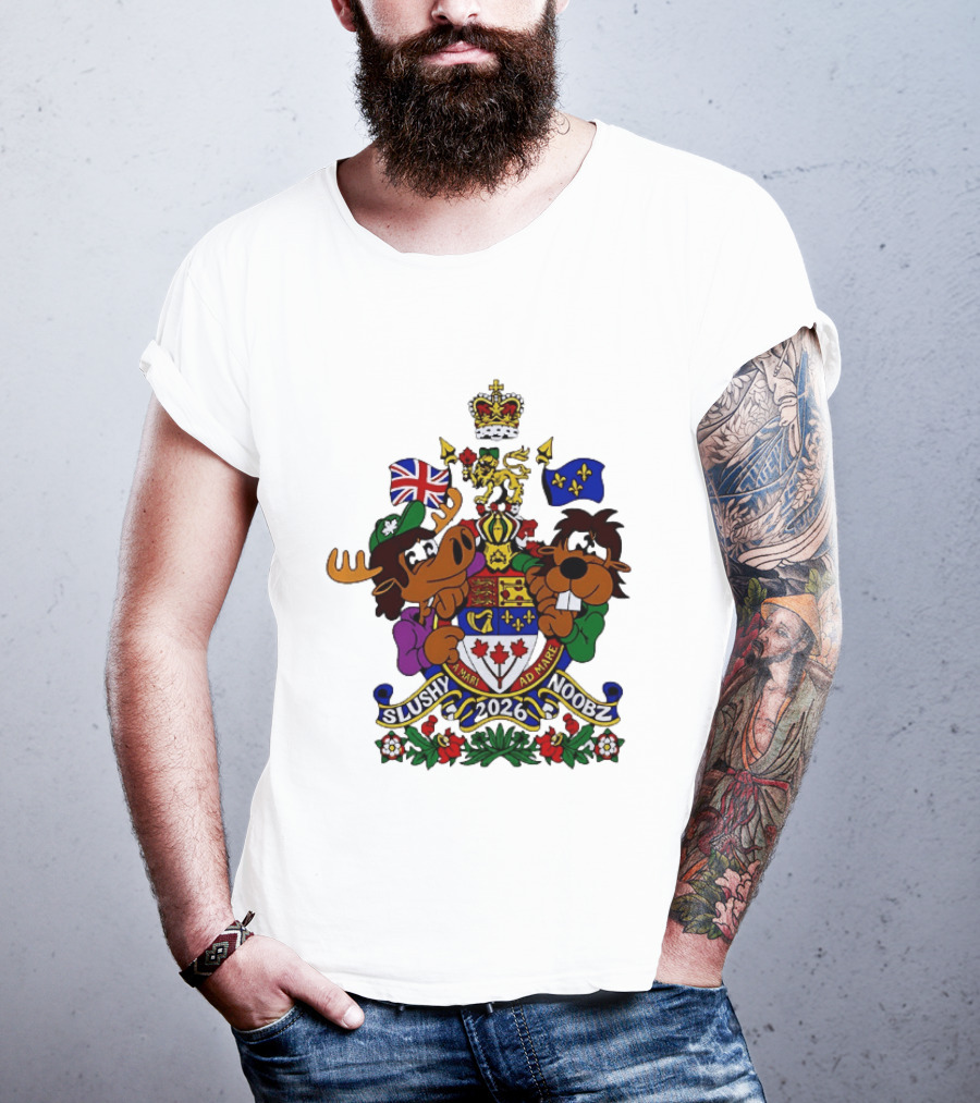 Slushy Noobz Canadian Crest Moose And Beaver 2026 T-Shirt