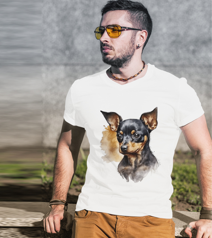 Miniature Pinscher Dog Watercolor T-Shirt