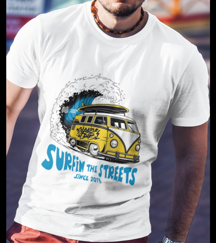 Static Club Volkswagen Bus Surfing Adventure Surfin The Streets Since 2018 T-Shirt