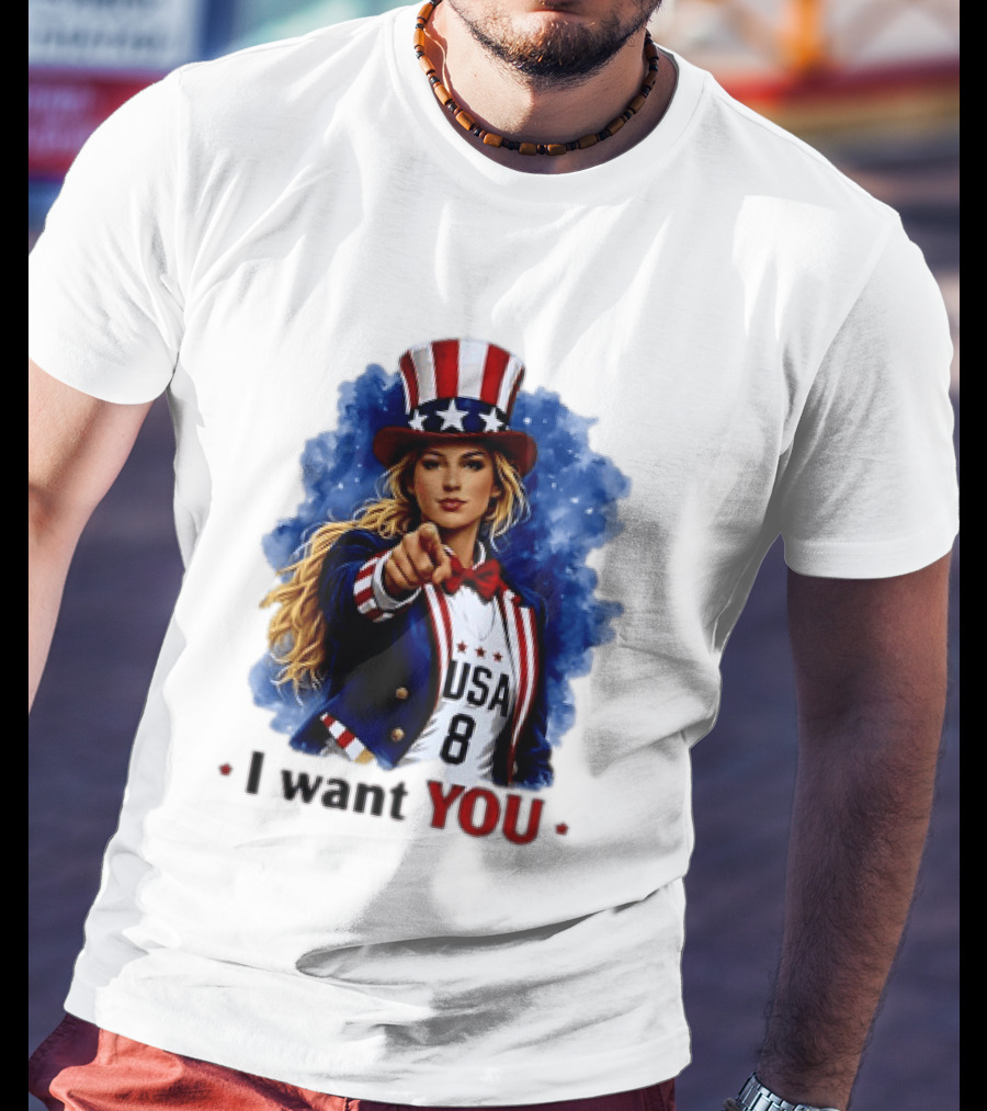 Uncle Sam Blonde Woman I Want You USA 8 Patriotic T-Shirt