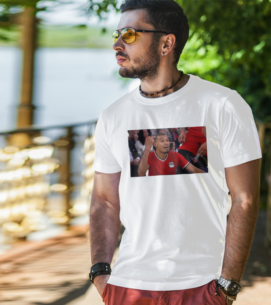 Victor Wembanyama Pointing Wearing Egypt National Football Team Kit T-Shirt