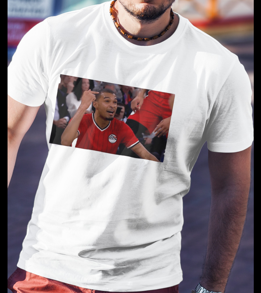 Victor Wembanyama Pointing Wearing Egypt National Football Team Kit T-Shirt