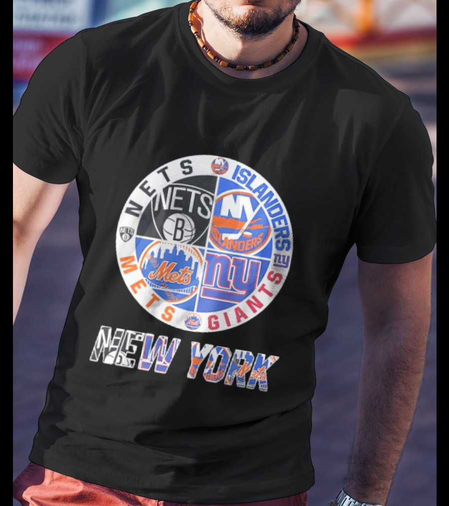 New York Mets Giants Islanders Nets Teams Logo Circle T-Shirt