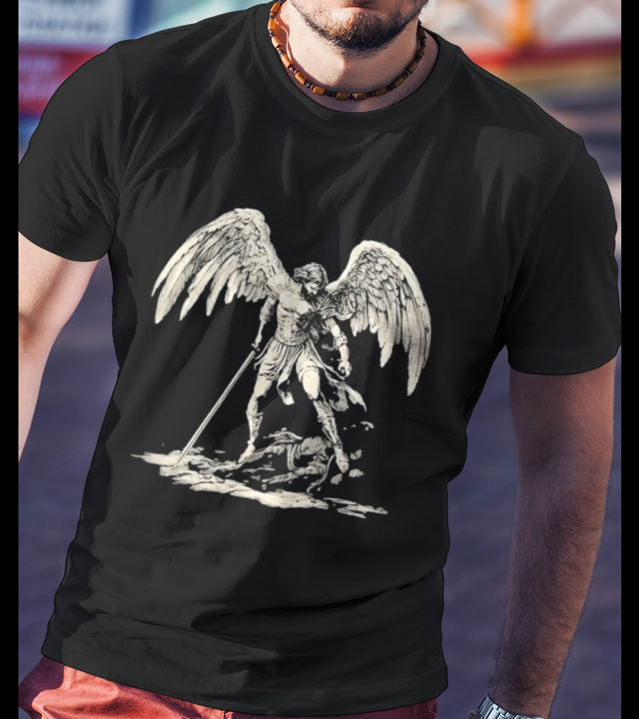 Saint Michael The Archangel Defeating Satan Biblical Christian Symbolism T-Shirt