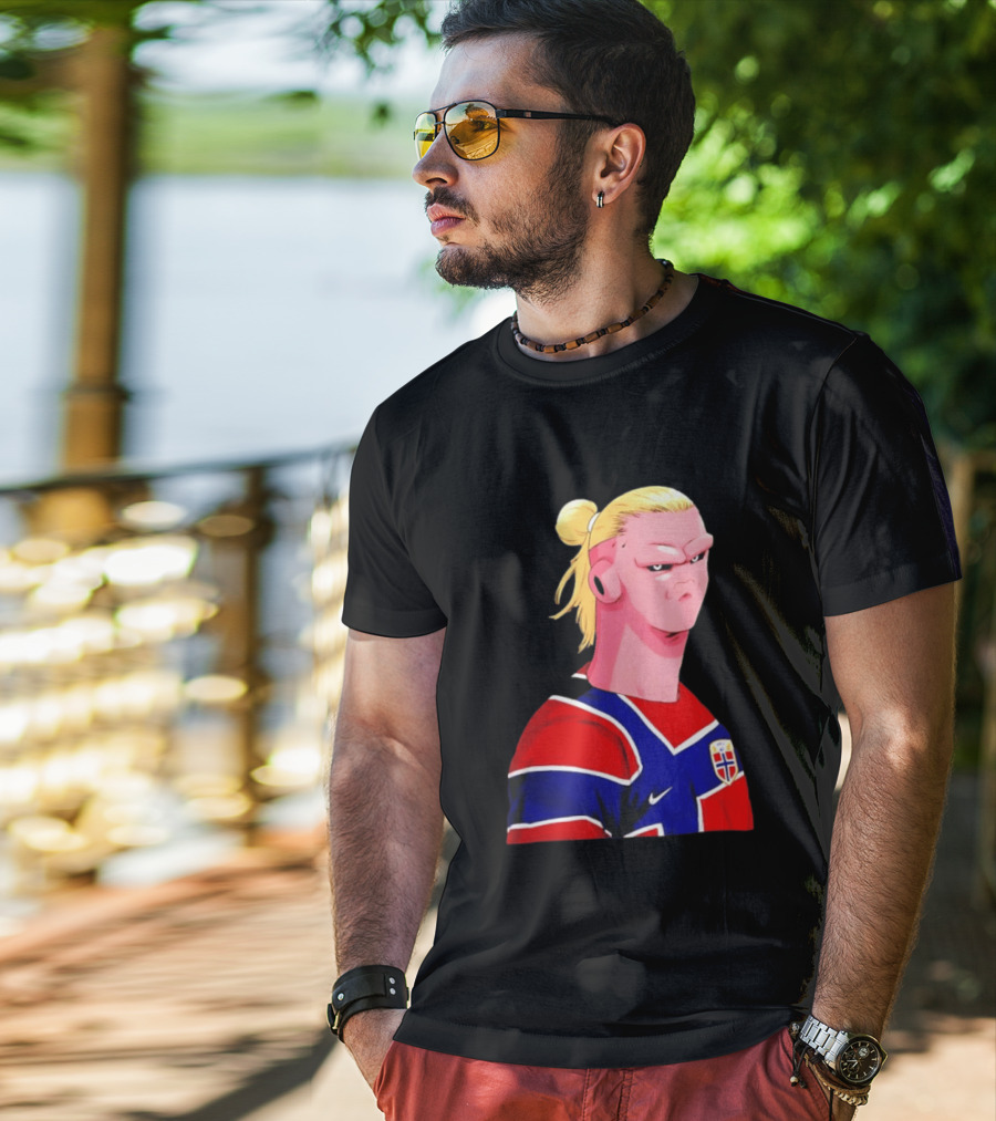 Erling Haaland Cartoon Norway National Football Team Norge T-Shirt