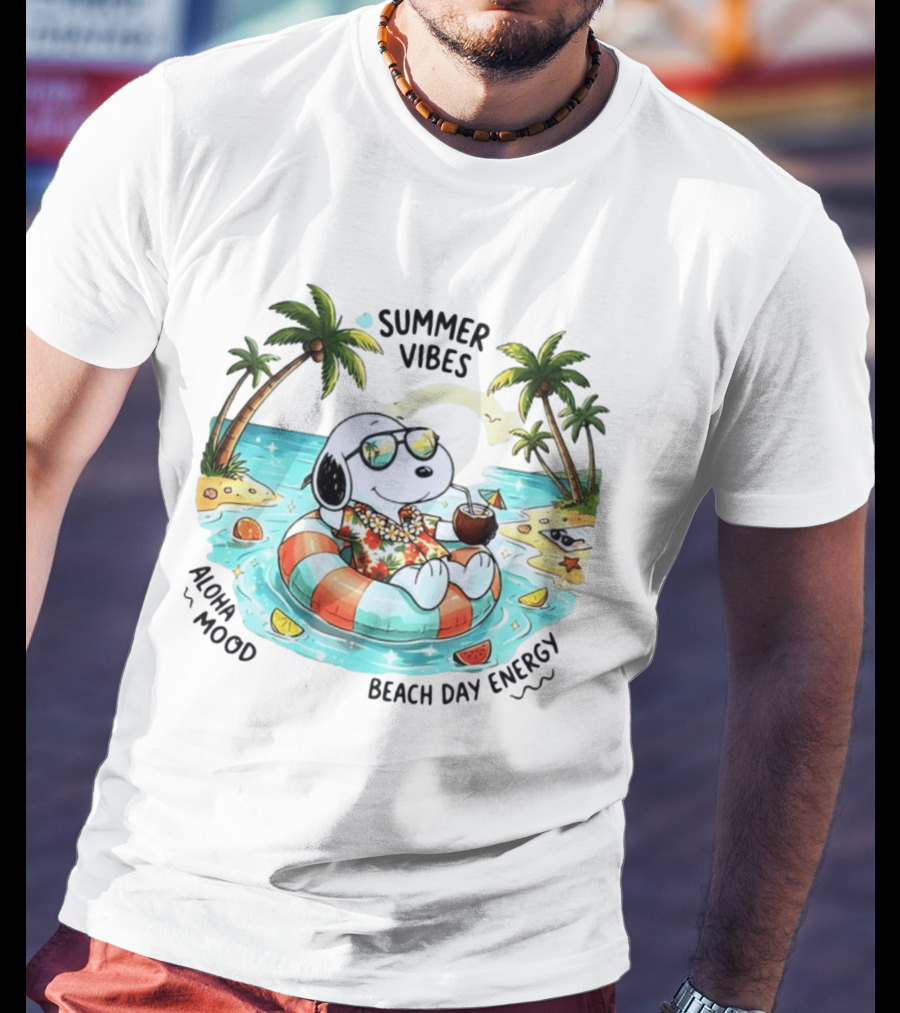 Summer Vibes Aloha Mood Beach Day Energy Snoopy Relaxing T-Shirt