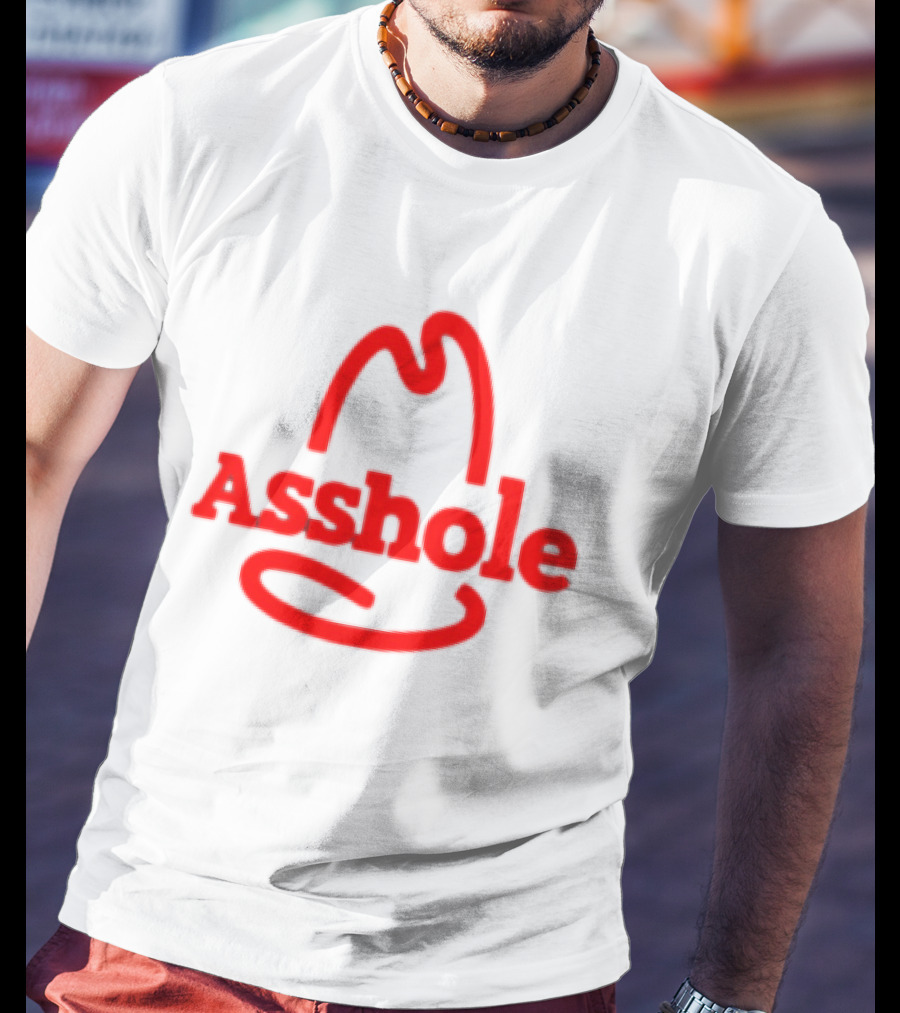 Asshole Cowboy Hat Red Outline Minimalist T-Shirt