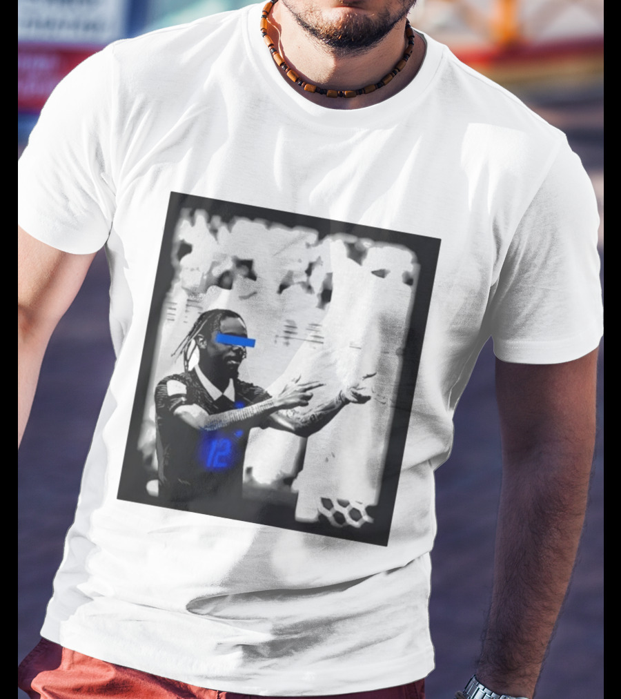 Bradley Barcola France Parasite Number 12 Footballer Blue Accents T-Shirt