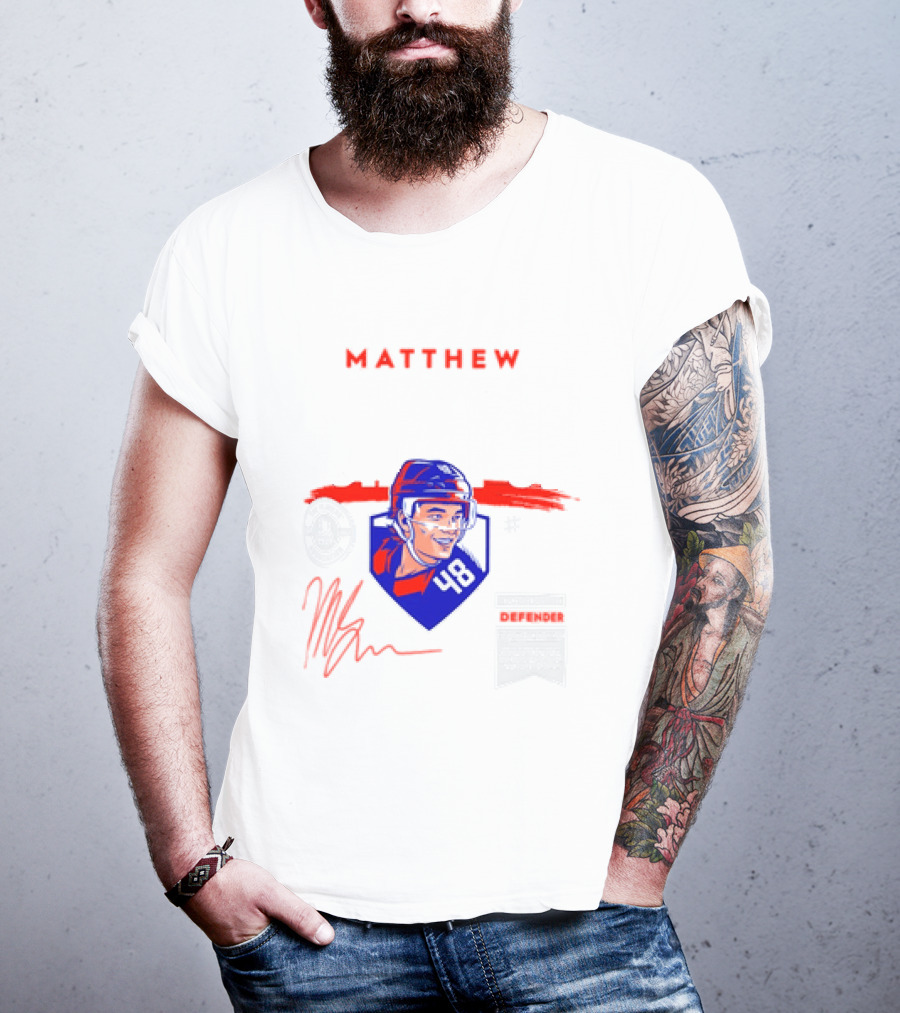 Matthew Schaefer New York Islanders 48 Spotlight Signature Helmets T-Shirt