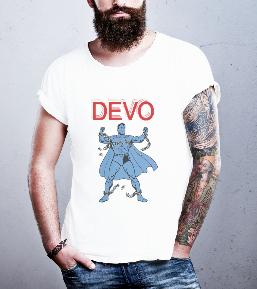 Devo Superhero Comic Style Action Figure T-Shirt