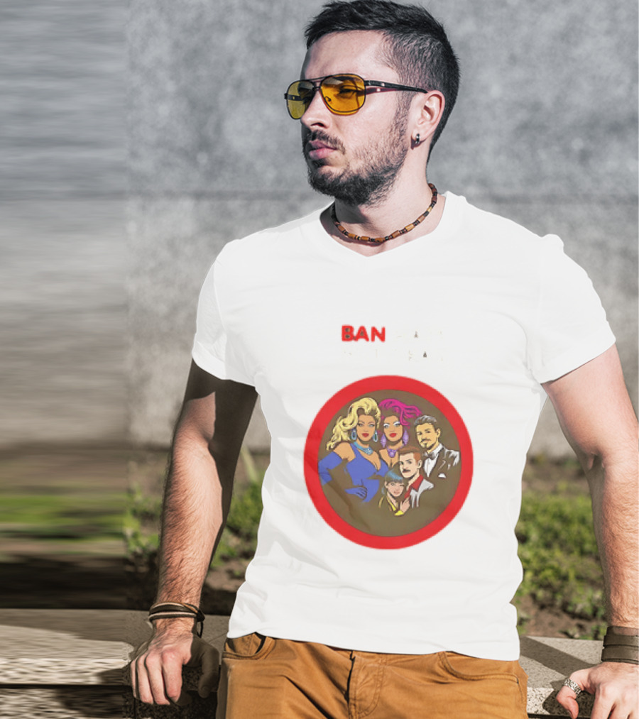 Ban Hate Not Drag Retro LGBTQ+ Inclusive Message T-Shirt