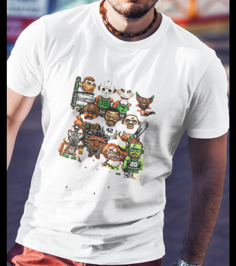 Nightmare Causeway Street Boston Celtics Horror Icons Mashup T-Shirt