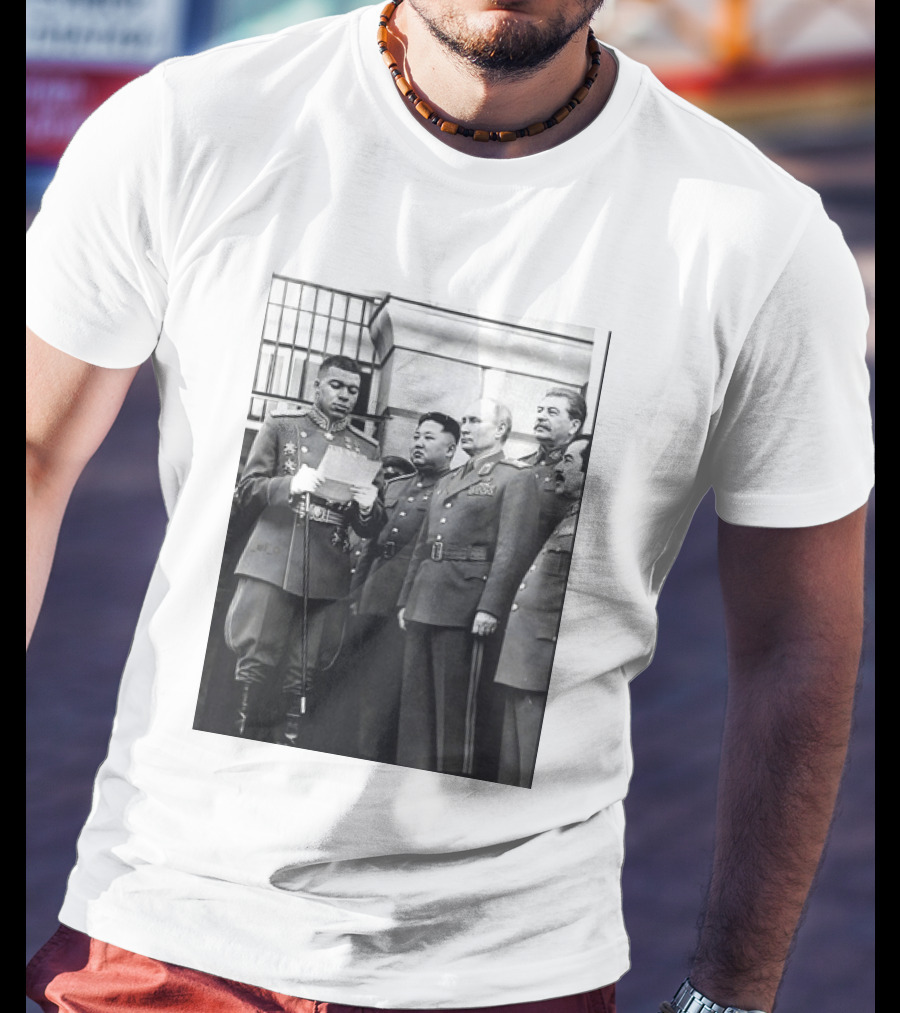Kylian Mbappé In Historical Dictator Military Uniform Speech Photo T-Shirt