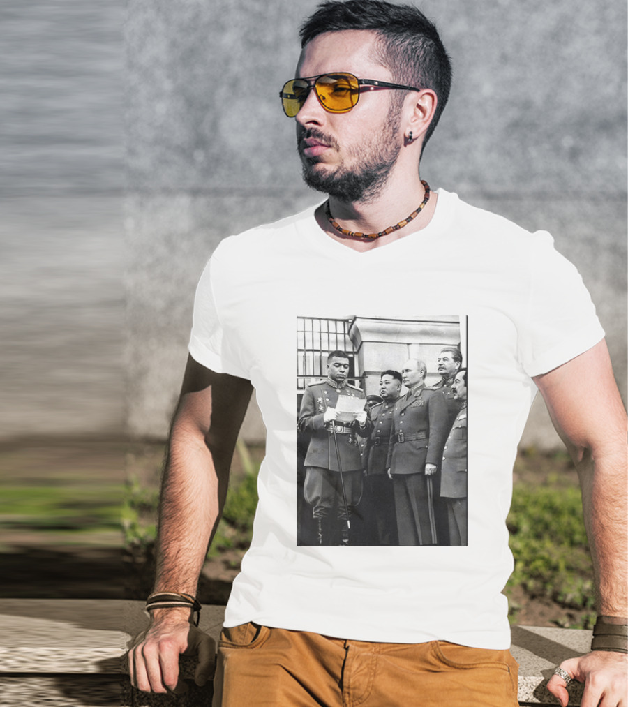 Kylian Mbappé In Historical Dictator Military Uniform Speech Photo T-Shirt