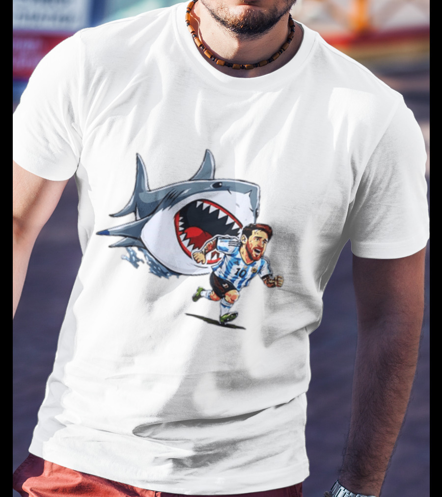 Lionel Messi Argentina Great White Shark Chase Soccer Star T-Shirt